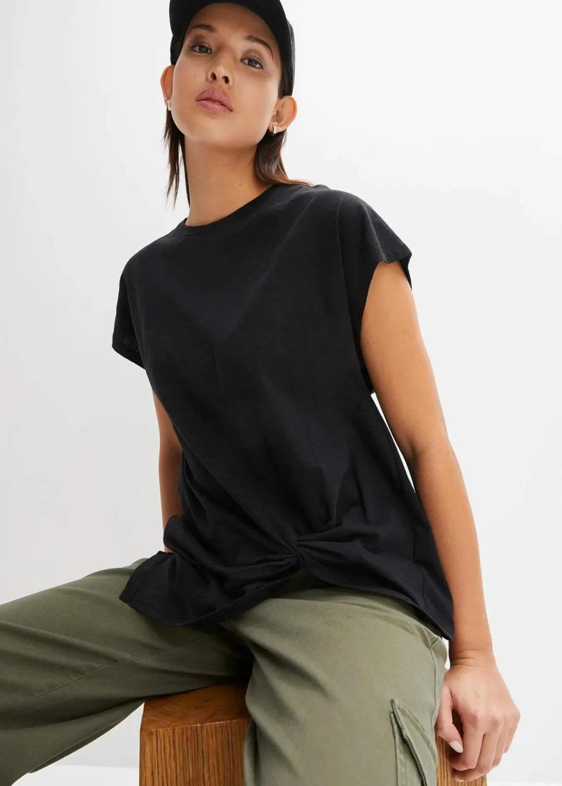 bonprix Nachhaltigere Materialien|Shirts & Tops^Shirt aus reiner Bio-Baumwolle schwarz