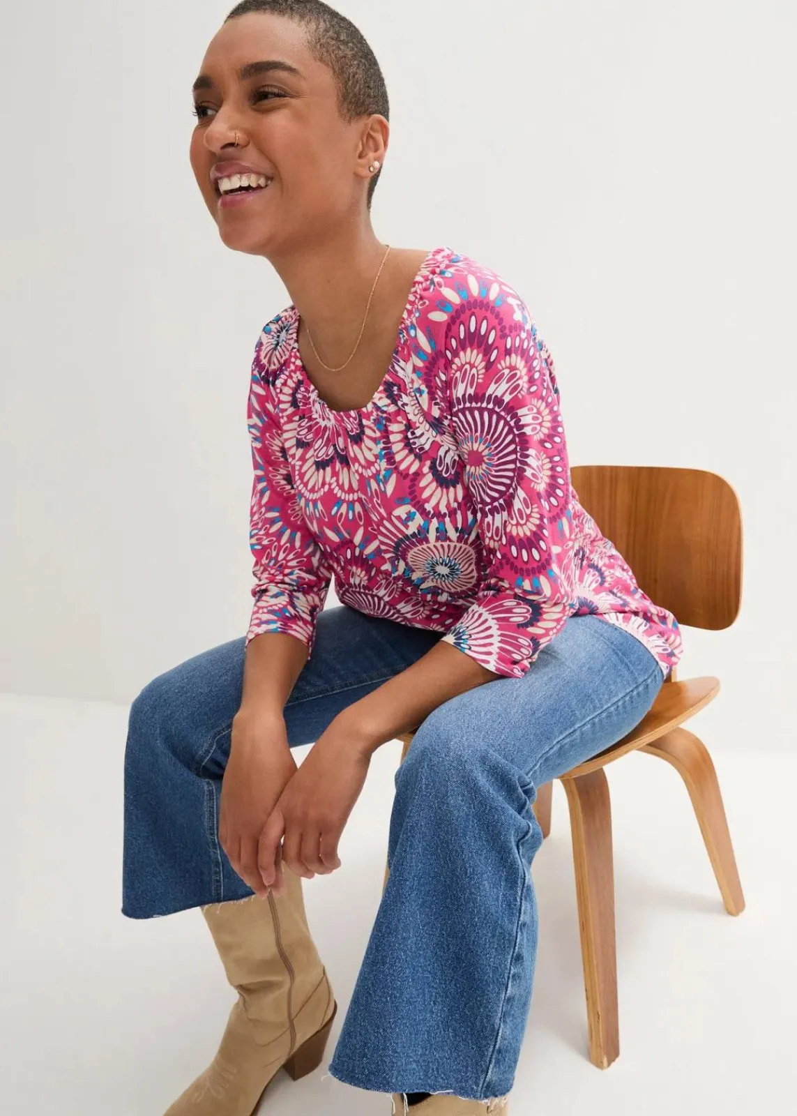 bonprix Nachhaltigere Materialien|Shirts & Tops^Shirt aus reiner Bio-Baumwolle pinklady geblümt