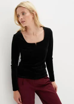 bonprix Shirts & Tops^Shirt aus softem Samt schwarz