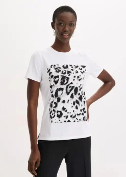 bonprix Shirts & Tops^Shirt aus softem Viskose-Mix weiß/beige/schwarz/taupe leo bedruckt
