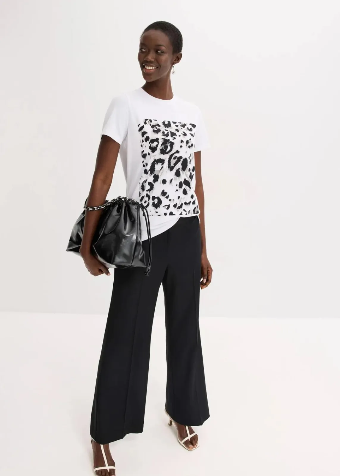 bonprix Shirts & Tops^Shirt aus softem Viskose-Mix weiß/beige/schwarz/taupe leo bedruckt