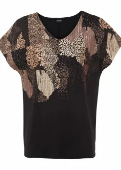 bonprix Nachhaltigere Materialien|Shirts & Tops^Shirt aus softem Viskose-Mix schwarz graphisch bedruckt