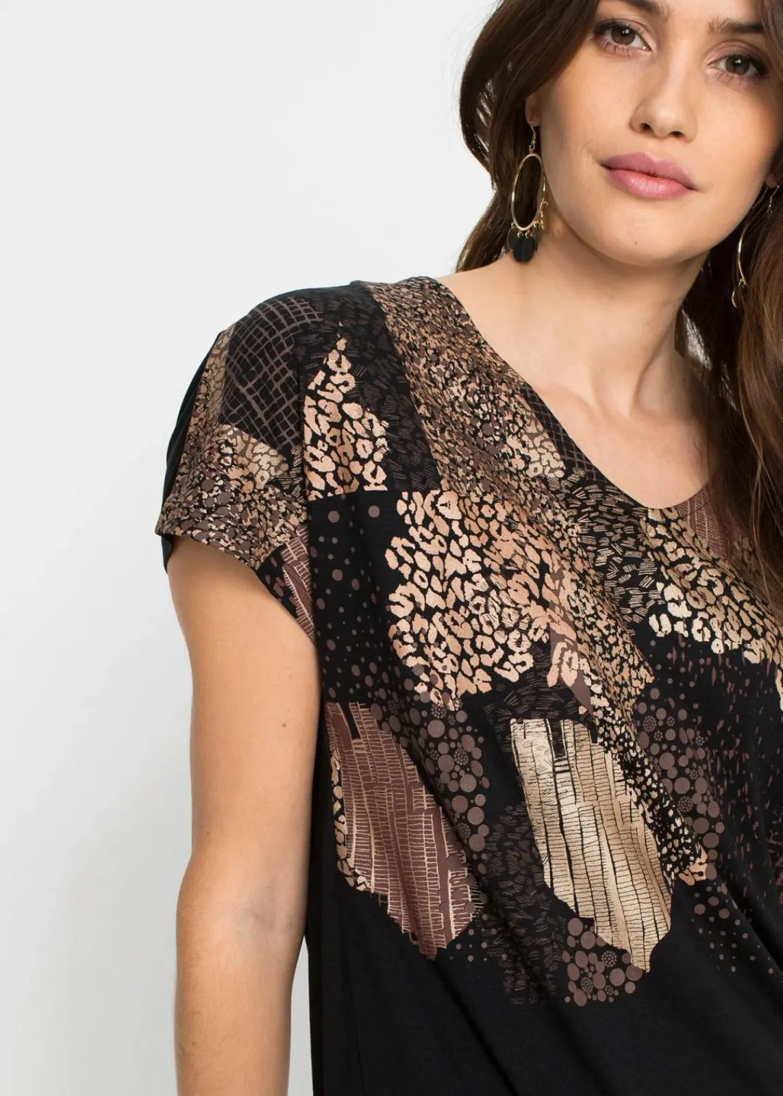 bonprix Nachhaltigere Materialien|Shirts & Tops^Shirt aus softem Viskose-Mix schwarz graphisch bedruckt