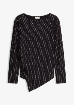 bonprix Nachhaltigere Materialien|Shirts & Tops^Shirt aus softem Viskose-Mix schwarz mit wollweiß