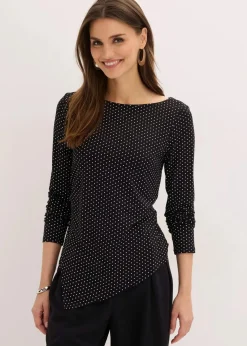 bonprix Nachhaltigere Materialien|Shirts & Tops^Shirt aus softem Viskose-Mix schwarz mit wollweiß