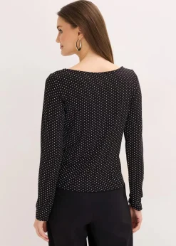 bonprix Nachhaltigere Materialien|Shirts & Tops^Shirt aus softem Viskose-Mix schwarz mit wollweiß
