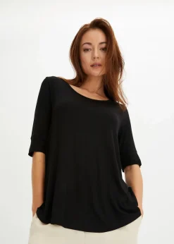 bonprix Bekleidung·Röcke|Nachhaltigere Materialien^Shirt aus softem Viskose-Mix schwarz