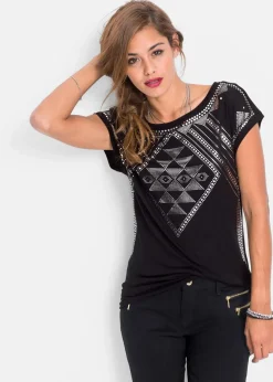 bonprix Nachhaltigere Materialien|Shirts & Tops^Shirt aus softer Viskose schwarz/silber