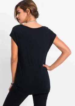 bonprix Nachhaltigere Materialien|Shirts & Tops^Shirt aus softer Viskose schwarz/silber