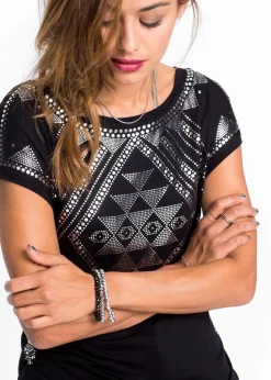 bonprix Nachhaltigere Materialien|Shirts & Tops^Shirt aus softer Viskose schwarz/silber
