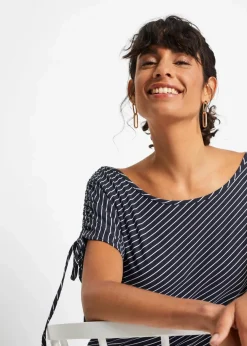 bonprix Shirts & Tops^Shirt aus softer Viskose dunkelblau/weiß gestreift