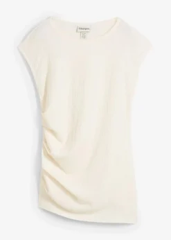bonprix Shirts & Tops^Shirt aus strukturiertem Crêpe wollweiß