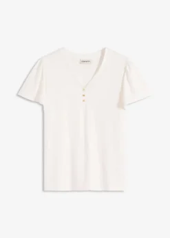 bonprix Shirts & Tops^Shirt aus Viskose mit Knöpfen wollweiß