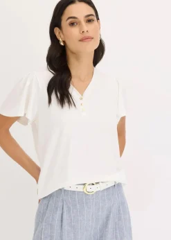 bonprix Shirts & Tops^Shirt aus Viskose mit Knöpfen wollweiß