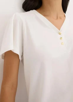 bonprix Shirts & Tops^Shirt aus Viskose mit Knöpfen wollweiß