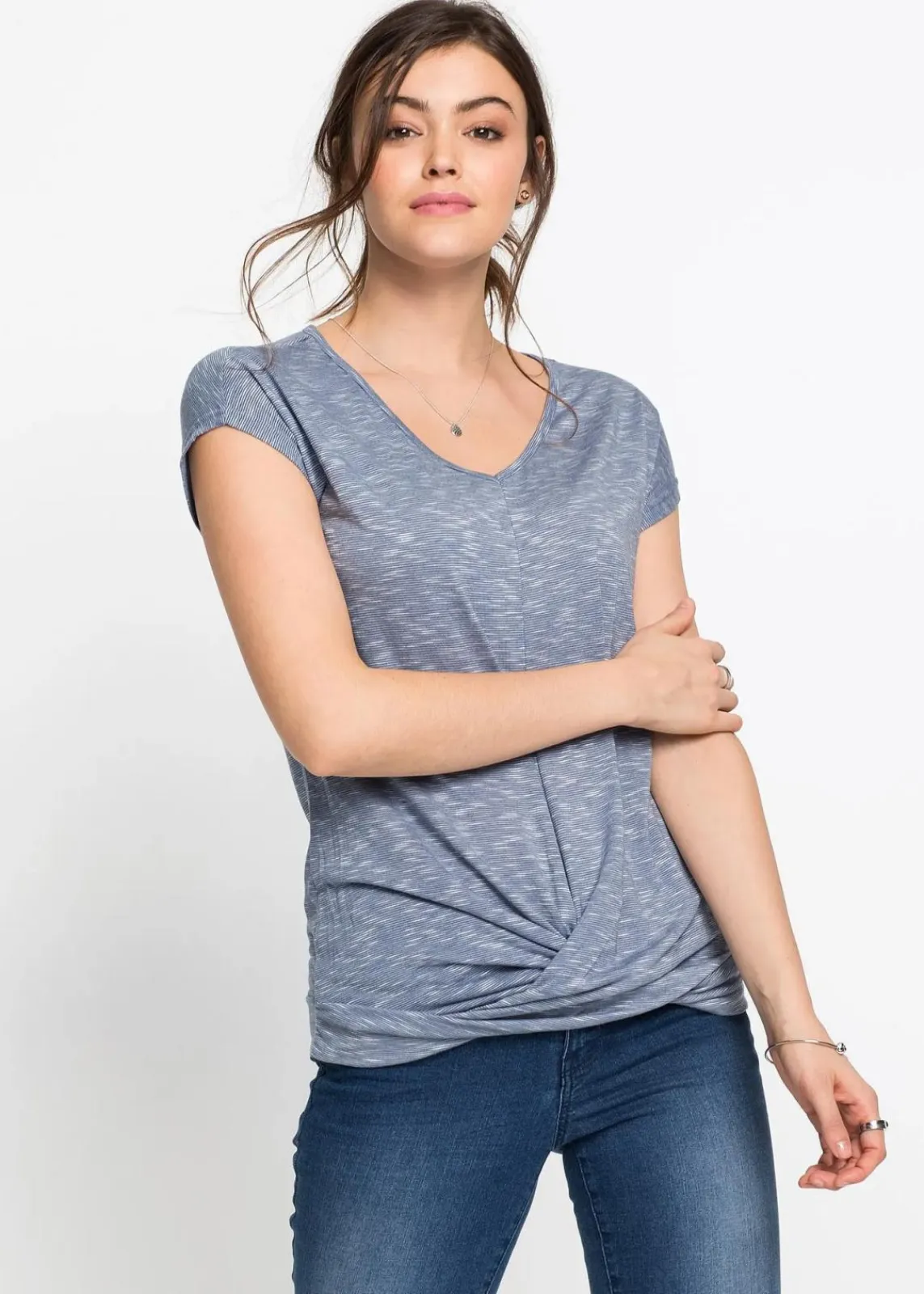 bonprix Shirts & Tops^Shirt aus Viskose-Mix grau meliert