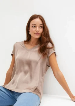 bonprix Shirts & Tops^Shirt aus Viskose-Mix taupe