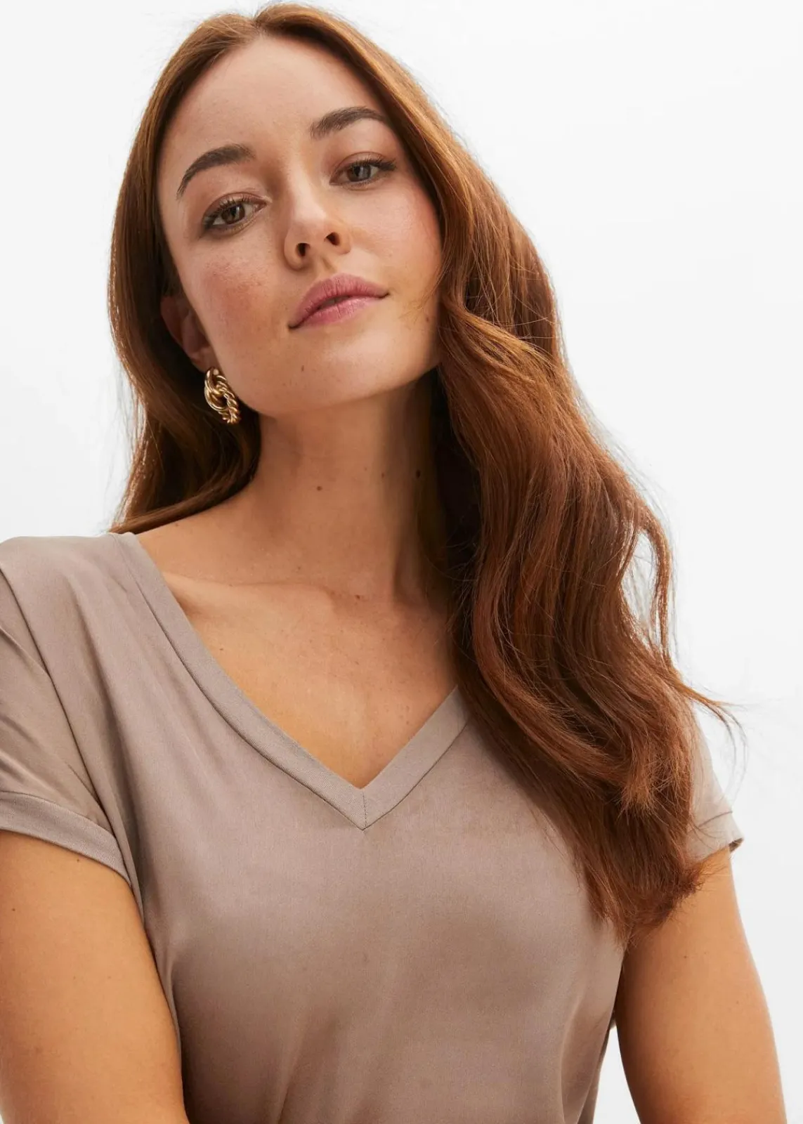 bonprix Shirts & Tops^Shirt aus Viskose-Mix taupe