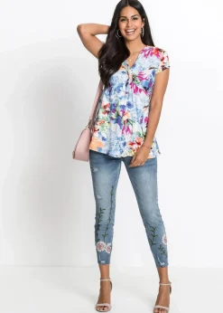 bonprix Nachhaltigere Materialien|Shirts & Tops^Shirt aus Viskose-Mix blau geblümt