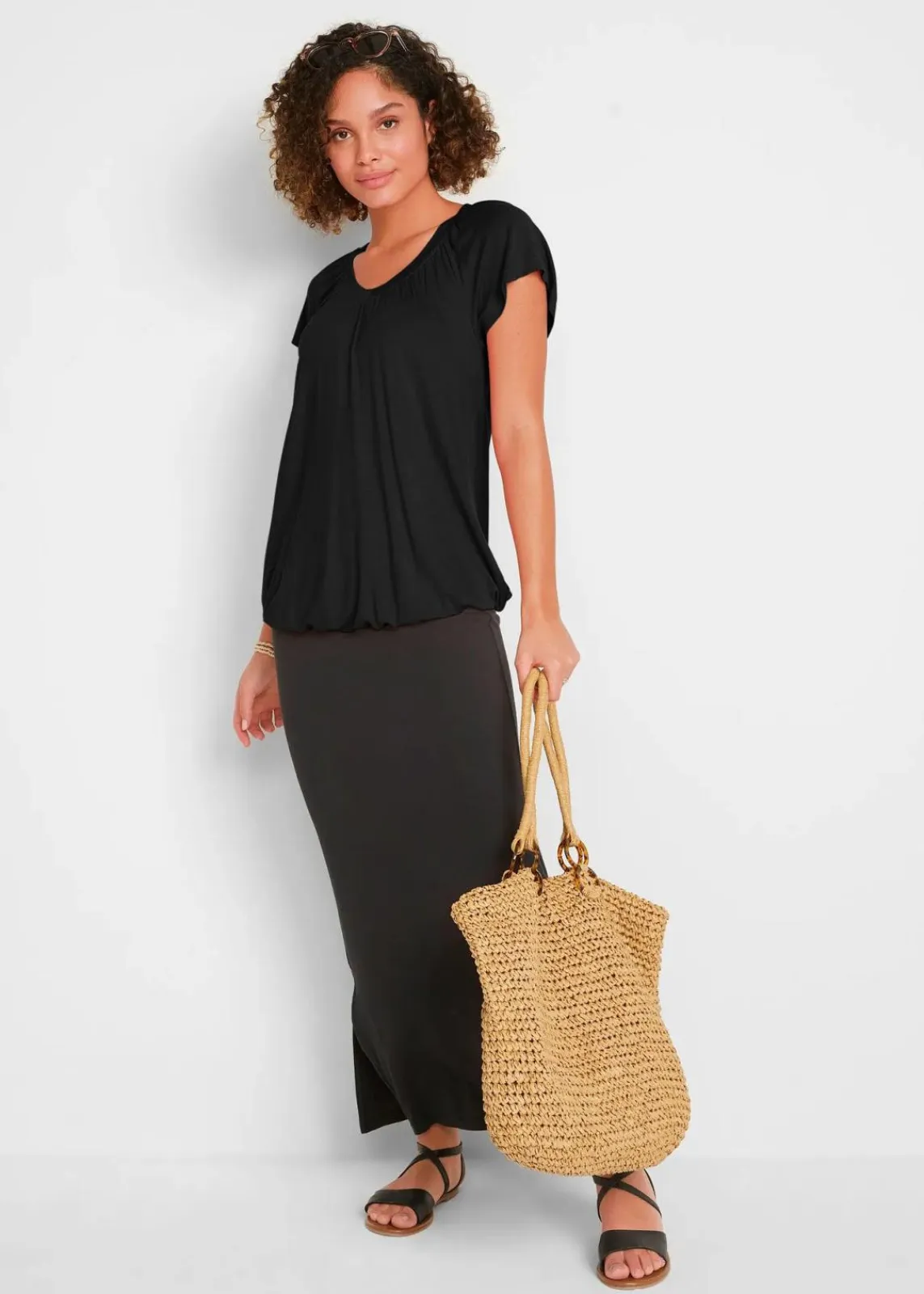 bonprix Shirts & Tops|Nachhaltigere Materialien^Shirt aus Viskose-Mix schwarz