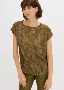 bonprix Shirts & Tops^Shirt aus Web-Mix erdoliv bedruckt