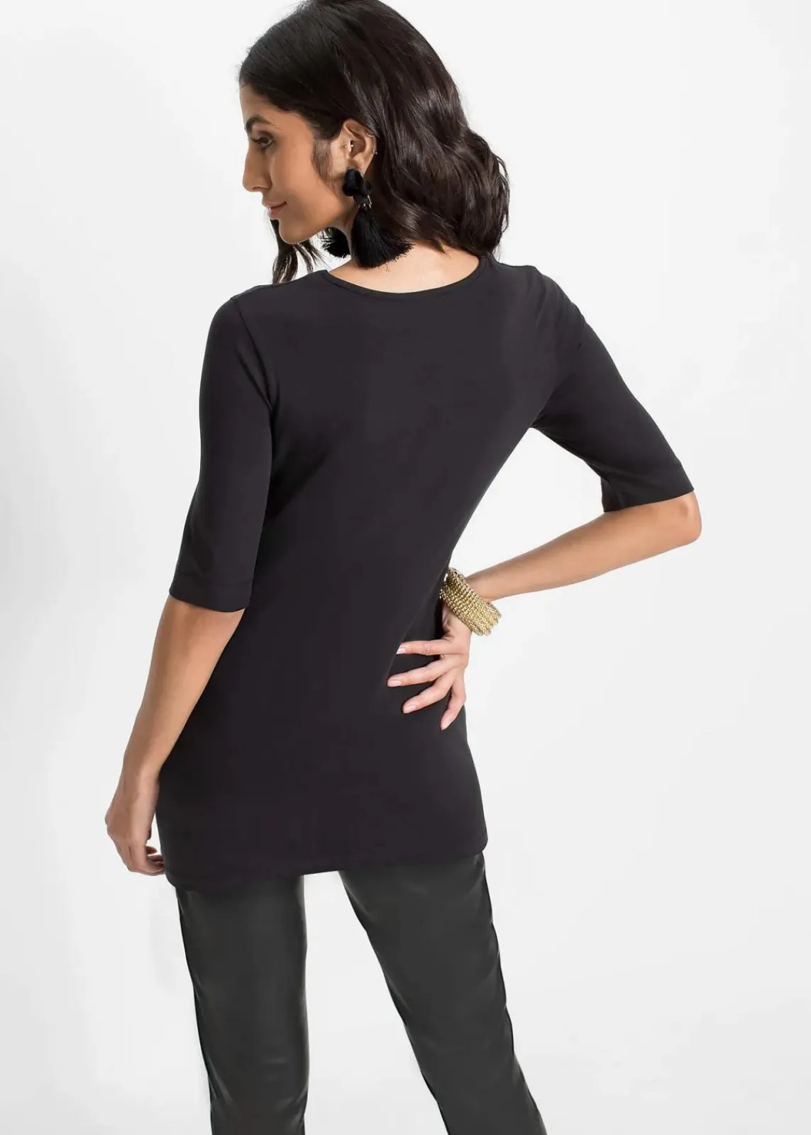 bonprix Bekleidung·Röcke|Basics^Shirt, extra lang schwarz