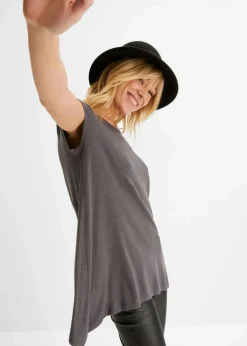 bonprix Shirts & Tops|Nachhaltigere Materialien^Shirt in asymmetrischer Länge dunkelgrau