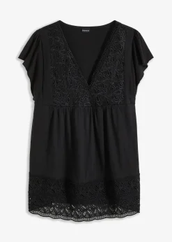 bonprix Shirts & Tops|Nachhaltigere Materialien^Shirt in Viskose-Baumwoll-Mix schwarz