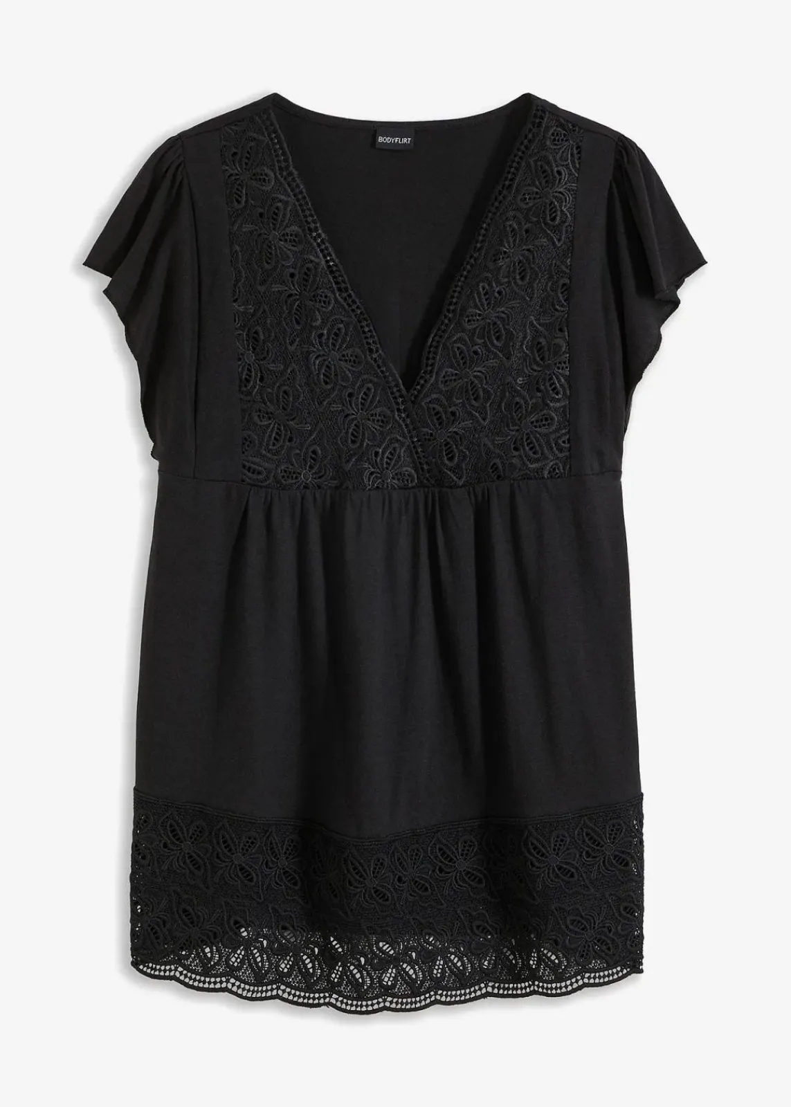 bonprix Shirts & Tops|Nachhaltigere Materialien^Shirt in Viskose-Baumwoll-Mix schwarz