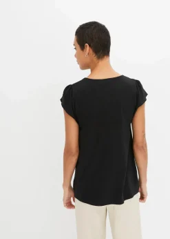 bonprix Shirts & Tops|Nachhaltigere Materialien^Shirt in Viskose-Baumwoll-Mix schwarz