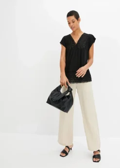 bonprix Shirts & Tops|Nachhaltigere Materialien^Shirt in Viskose-Baumwoll-Mix schwarz