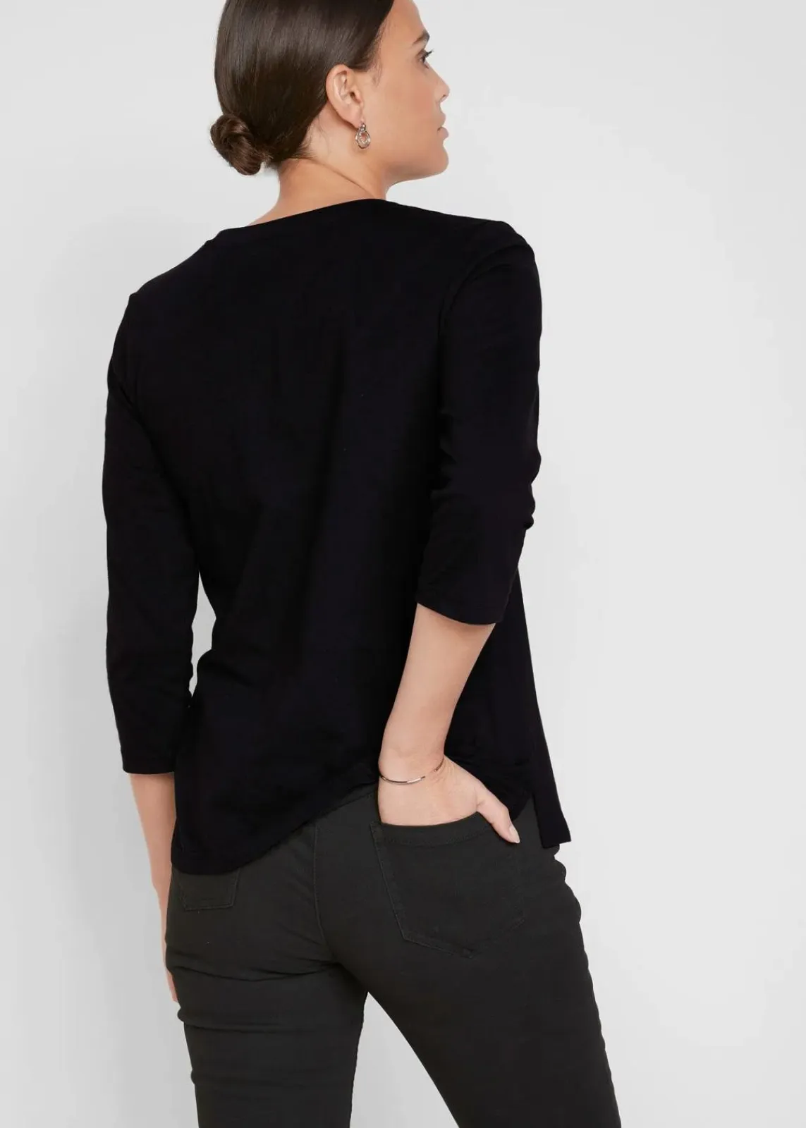 bonprix Shirts & Tops^Shirt mit 3/4 Ärmel schwarz/grau/cappuccino bedruckt