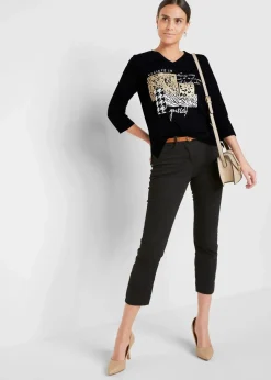bonprix Shirts & Tops^Shirt mit 3/4 Ärmel schwarz/grau/cappuccino bedruckt