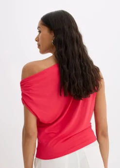 bonprix Shirts & Tops|Nachhaltigere Materialien^Shirt mit asymmetrischem Ausschnitt dunkelpink