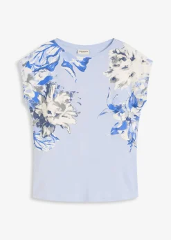 bonprix Shirts & Tops^Shirt mit überschnittenen Schultern puderblau/wollweiß/naturbeige/rauchgrau floral
