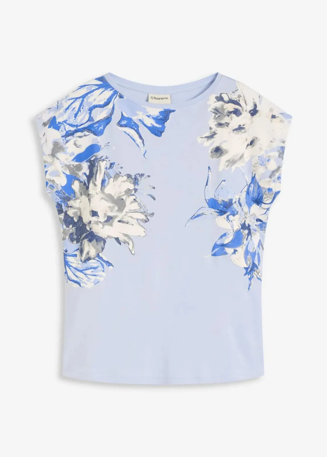bonprix Shirts & Tops^Shirt mit überschnittenen Schultern puderblau/wollweiß/naturbeige/rauchgrau floral