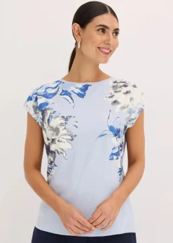 bonprix Shirts & Tops^Shirt mit überschnittenen Schultern puderblau/wollweiß/naturbeige/rauchgrau floral