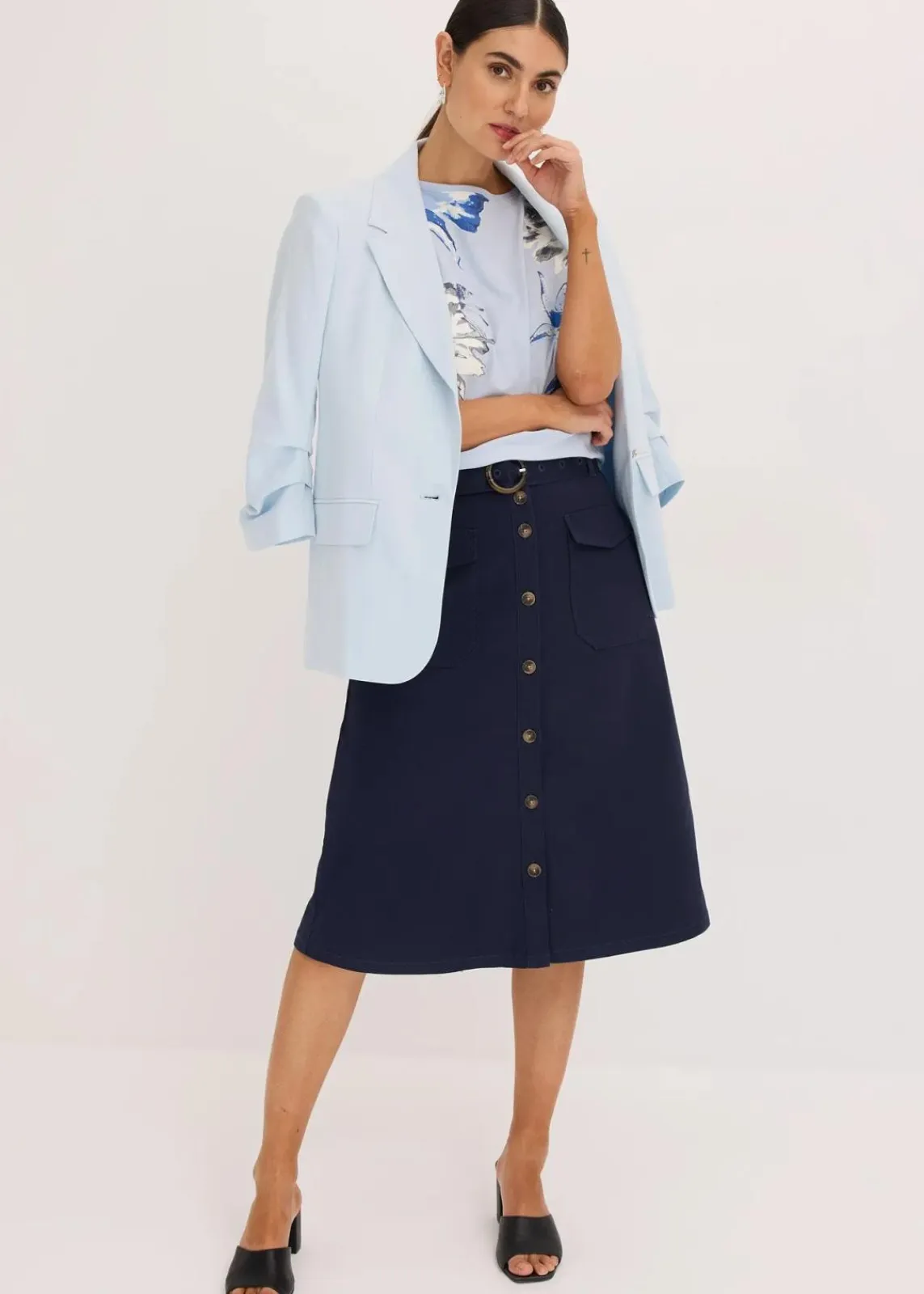 bonprix Shirts & Tops^Shirt mit überschnittenen Schultern puderblau/wollweiß/naturbeige/rauchgrau floral
