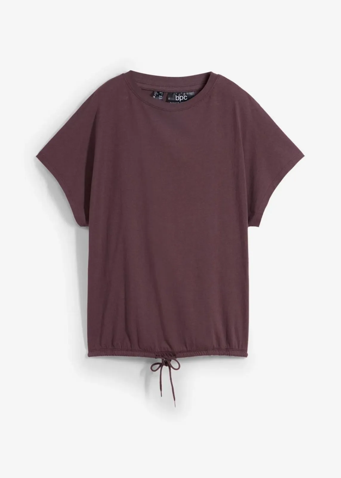 bonprix Shirts & Tops^Shirt mit Bindedetail am Saum aus Baumwolle-Viskose-Mix terrabraun
