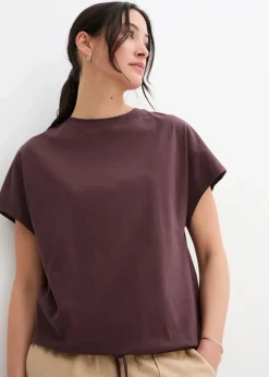 bonprix Shirts & Tops^Shirt mit Bindedetail am Saum aus Baumwolle-Viskose-Mix terrabraun