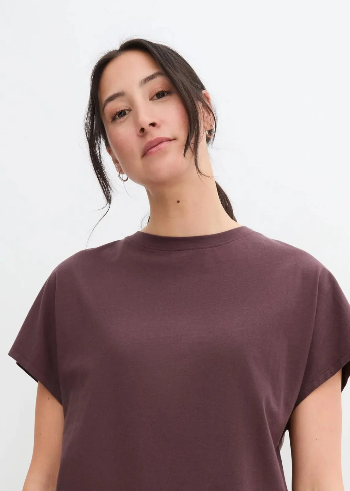bonprix Shirts & Tops^Shirt mit Bindedetail am Saum aus Baumwolle-Viskose-Mix terrabraun
