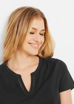bonprix Shirts & Tops^Shirt mit dekorativem Ausschnitt schwarz