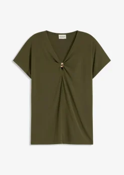 bonprix Shirts & Tops^Shirt mit dekorativem Ring dunkeloliv
