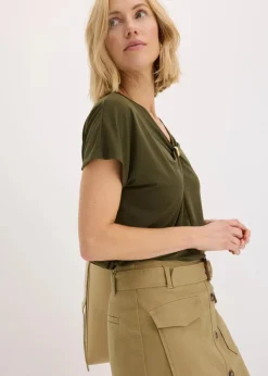 bonprix Shirts & Tops^Shirt mit dekorativem Ring dunkeloliv