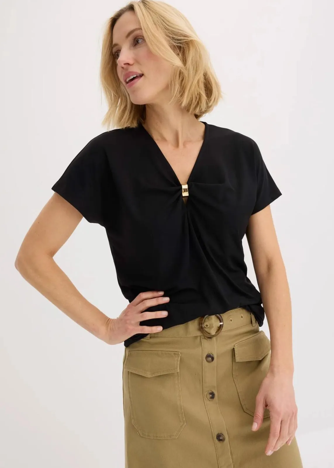 bonprix Shirts & Tops^Shirt mit dekorativem Ring schwarz