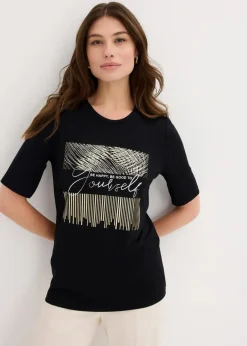 bonprix Shirts & Tops^Shirt mit Druck schwarz