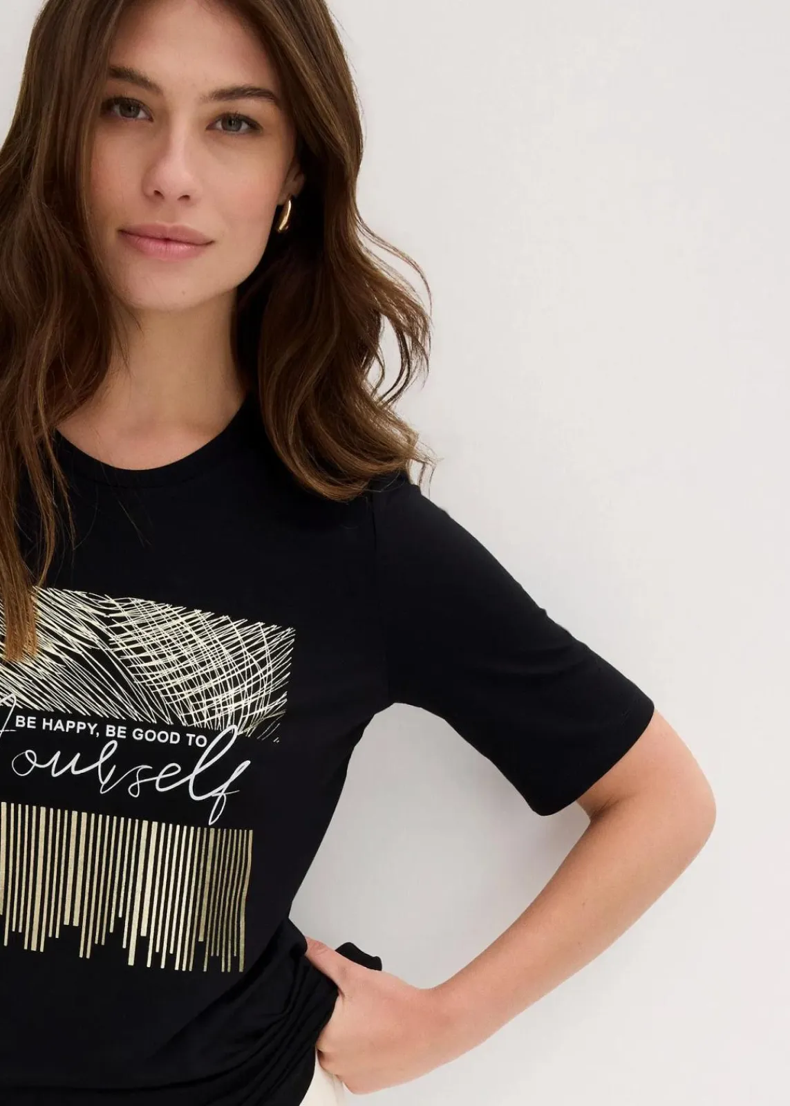 bonprix Shirts & Tops^Shirt mit Druck schwarz