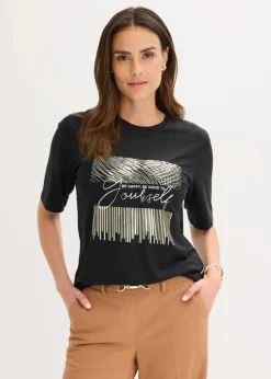 bonprix Shirts & Tops^Shirt mit Druck anthrazit meliert