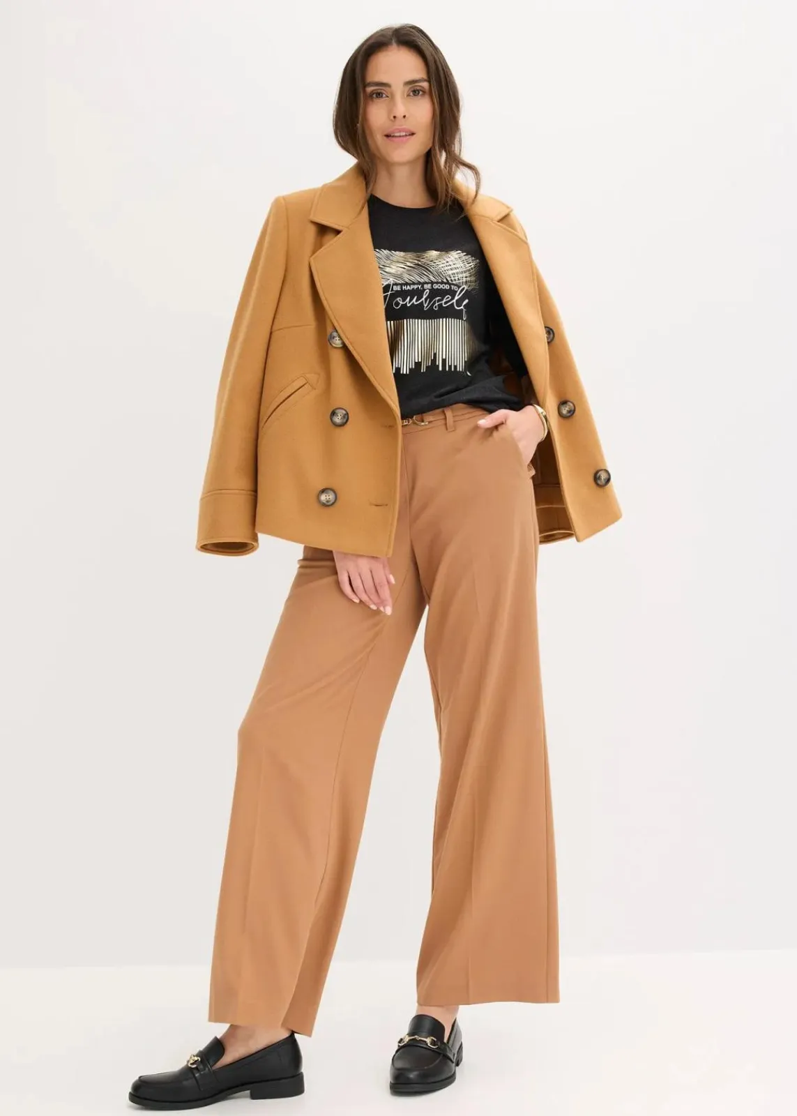bonprix Shirts & Tops^Shirt mit Druck anthrazit meliert