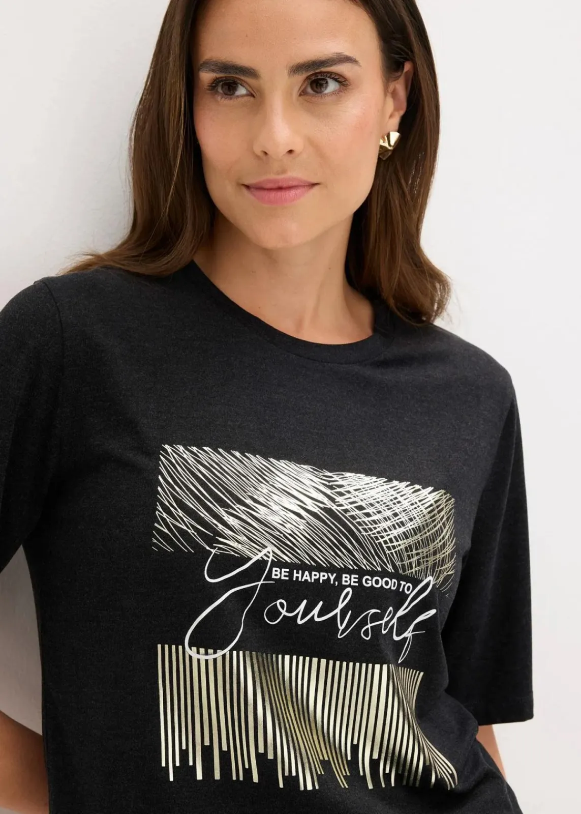 bonprix Shirts & Tops^Shirt mit Druck anthrazit meliert